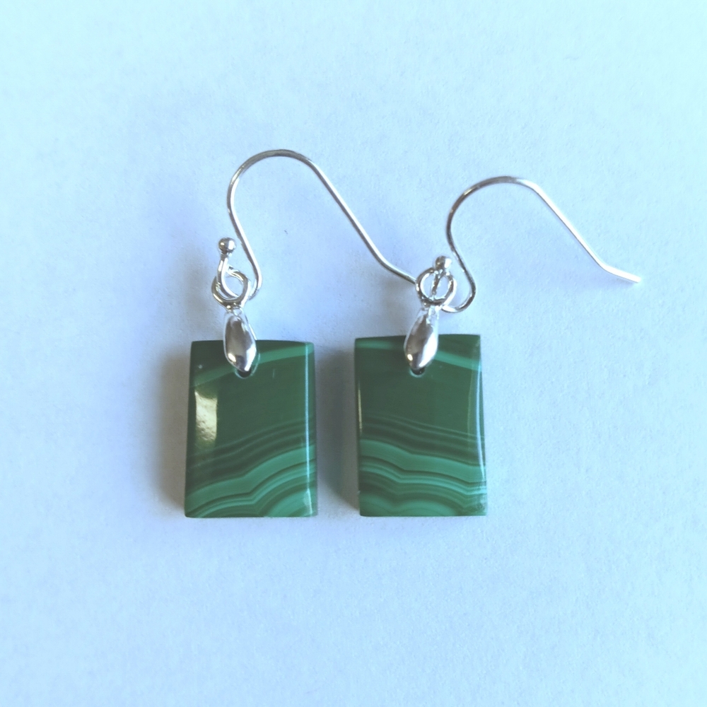 Malachite Gemstone Earrings with 925 Sterling Silver Findings